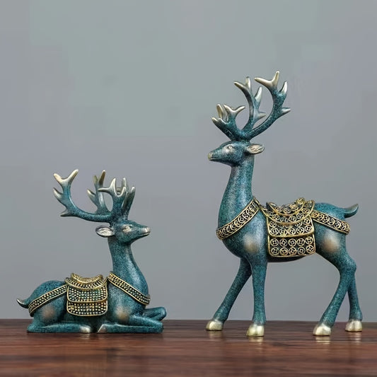 2pcs/set Elegant Deer Ornaments for Home Decor and Weddings - Ideal Housewarming and Living Room Gifts