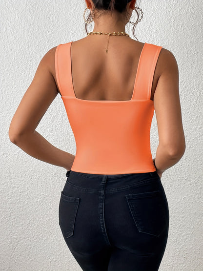 Stretchy Women's Crop Tank Top - Casual Everyday Essential - Soft, Breathable, Sleeveless, Solid Color, Comfortable, Relaxed Fit, Women's Clothing