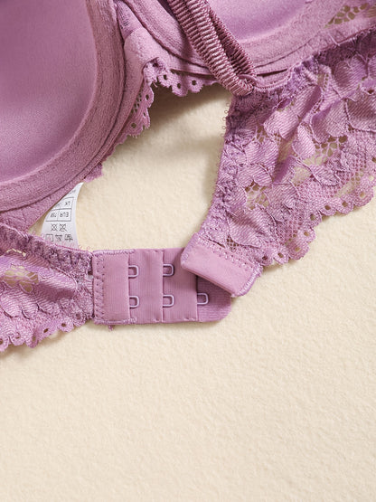 Romantic Lace Embroidery Lingerie Set - Soft & Breathable Push-Up Bra with Sheer Panty - Perfect Seductive Valentines Gift for Her - Womens Comfortable Intimate Wear