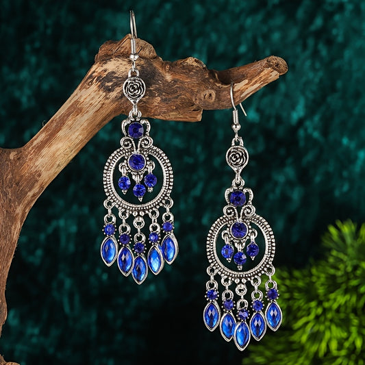 Enchanting Vintage Chinese Style Dangle Earrings - Handcrafted Round Hollow Multicolored Drops - Ideal for Fashion-Forward Women