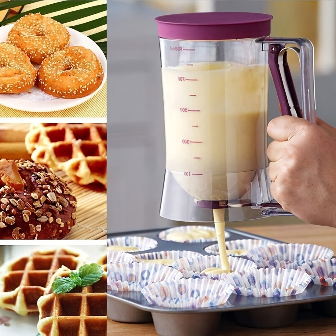 [1pc Batter Dispenser] 1pc Collapsible Batter Dispenser | Pancake Cupcake Batter Separator for Cupcakes, Waffles, Muffin Mix, and Baked Goods