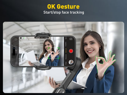 Smart X Pro 3-Axis Foldable Smartphone Gimbal Stabilizer - LED Light, Video Recording, Vlogging Kit for iPhone 15/14/13 Pro Max - Compact, Portable, and Easy to Use