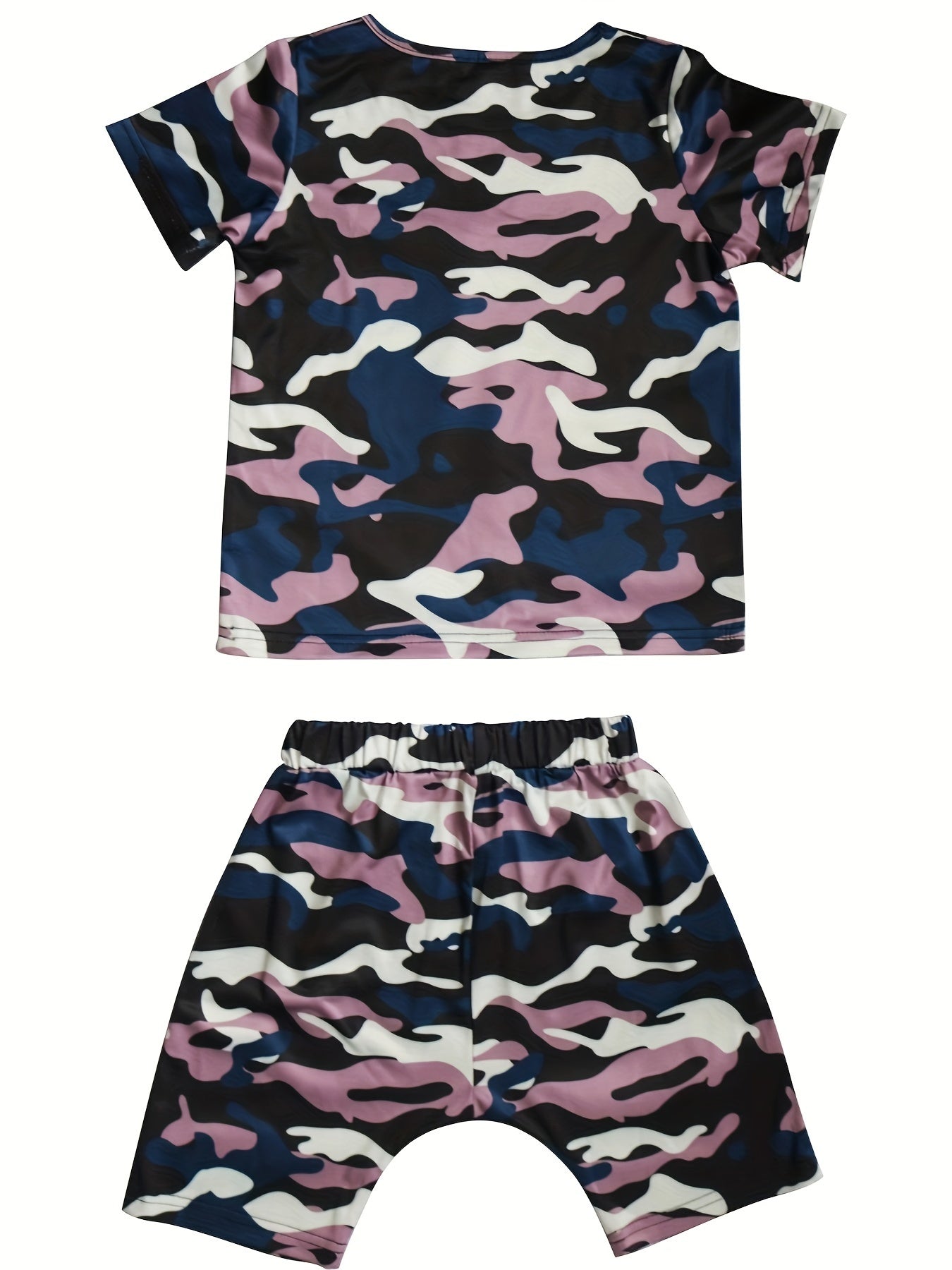 Boys Fashionable Camouflage Two-piece Set - Lightweight T-shirt & Shorts for Summer Playtime - Trendy & Comfortable Everyday Wear