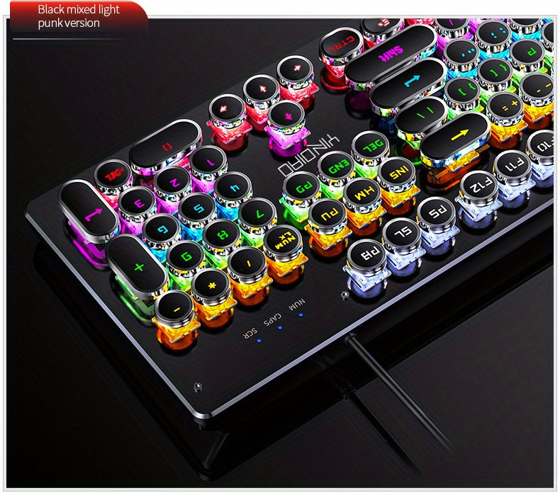 YinDiao Caller Mechanical Keyboard 104 Keys Green Axis Backlit Office E-sports Game Keyboard Wired USB Desktop Computer Notebook Universal