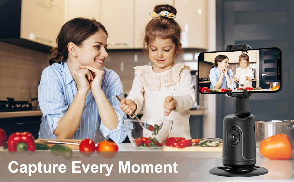 [HKXYK 360° Tripod] HKXYK 360° Rotating Face Tracking Tripod for Phone | Smart Vlogging & Streaming Holder with Rechargeable Battery, Stable Phone Mount for Live Videos, Outdoor Photography, Travel Vlogging, Modern Design,