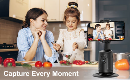 [HKXYK 360° Tripod] HKXYK 360° Rotating Face Tracking Tripod for Phone | Smart Vlogging & Streaming Holder with Rechargeable Battery, Stable Phone Mount for Live Videos, Outdoor Photography, Travel Vlogging, Modern Design,