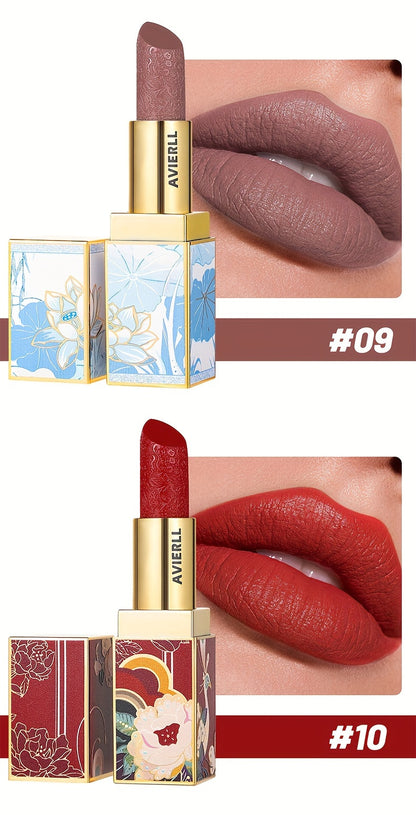 Enchanting Luxurious Matte Velvet Lip Collection - Hydrating, Long-Lasting, Seamless Finish - A Fashionable Chinese Traditional Printed Gift for Women, Perfect for Valentines Day & Lunar New Year Celebrations