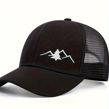 [Breathable Mesh Trucker Hat Outdoor] Trendy Embroidered Trucker Hat, Breathable Mesh Baseball Cap for Outdoor & Skateboarding, Business Business Style
