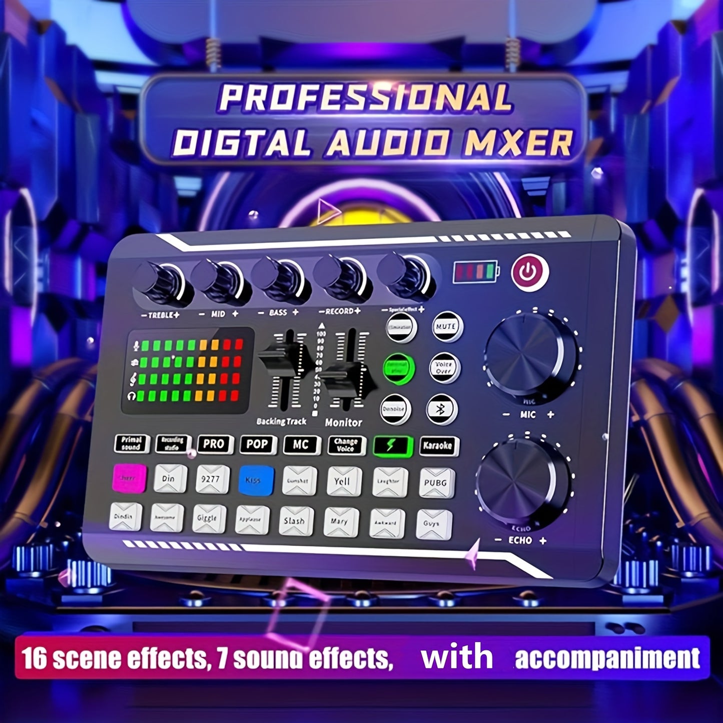 All-In-One Professional Audio Mixer, Podcast Equipment Caster with DJ Mixer Effects, Voice Changer, and Podcast Production Studio Equipment for Streaming, Podcasting, Gaming, PC, and Smartphone