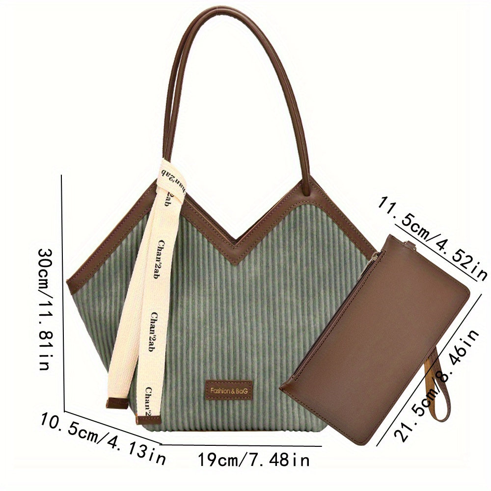 Large-Capacity Faux Leather Tote Bag - Stylish Zipper Closure, Fixed Shoulder Straps, Simple and Spacious Design for Work, Daily Use, and Travel - Durable, Easy-to-Clean, and Trendy Accessory
