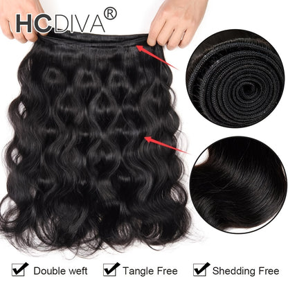 10A Brazilian Body Wave Hair Extensions - 3-Pack Human Remy Hair Bundles, Naturally Lustrous & Tangle-Free, Premium Quality for Women, 10-32 Inch Lengths