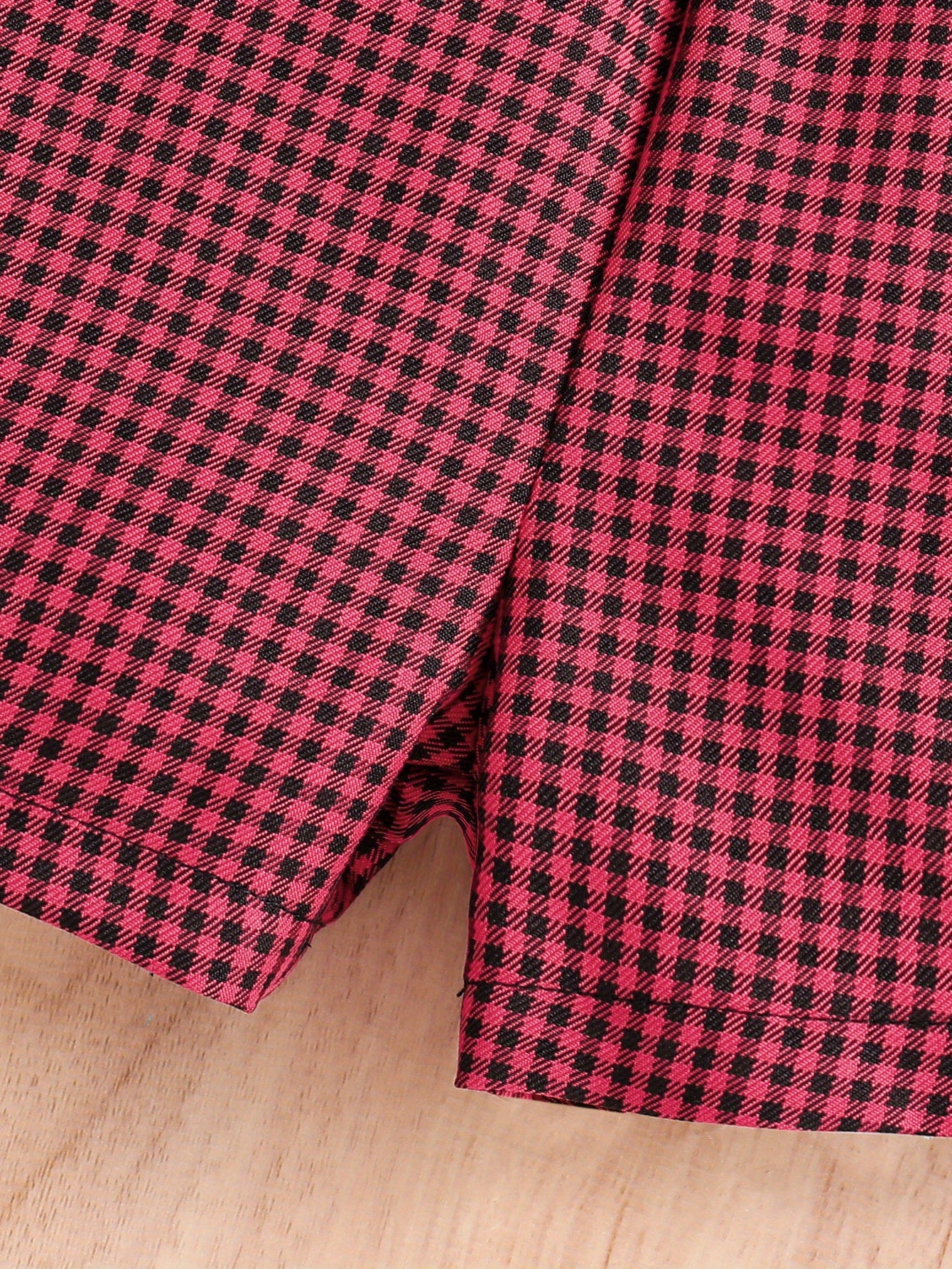 2pcs Girls Round Neck T-Shirt Ruffles Short Sleeves Tee Tops & Belted Plaid Shorts Set Summer Clothes