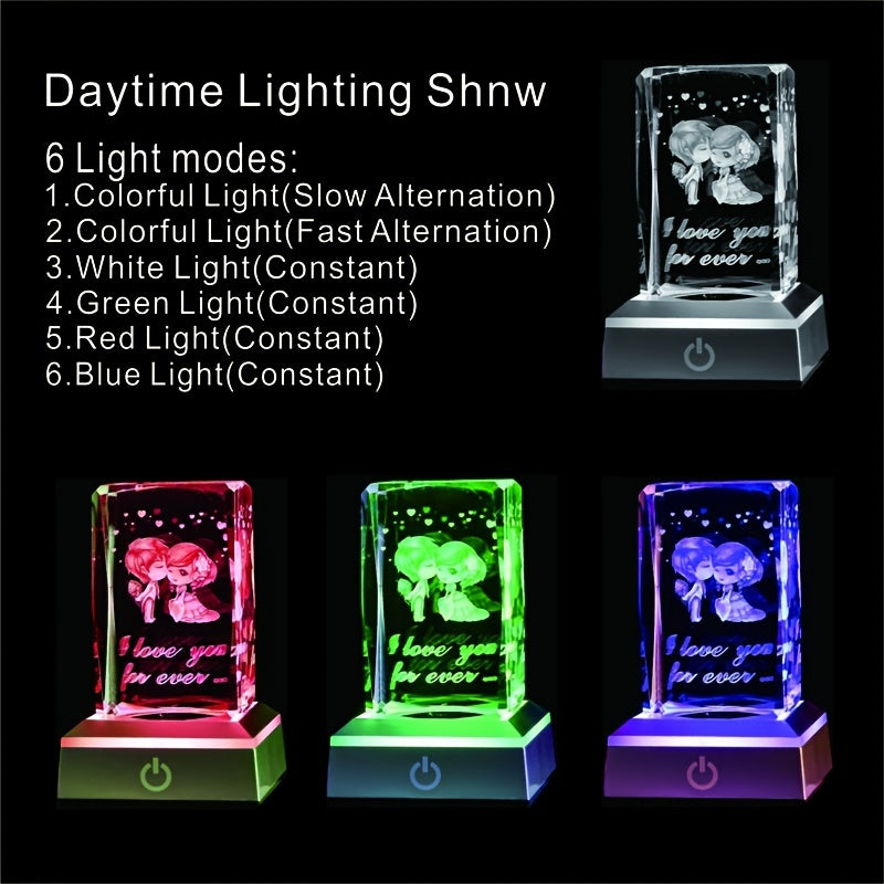 1pc Exquisite 3D Heart-Shaped Rose Crystal LED Night Light Statue - Romantic Ambiance, Soft Glow, Long-Lasting Battery Life - Perfect Birthday, Anniversary, Long-Distance Friendship Gift for Lover, Wife, Girlfriend, Boyfriend
