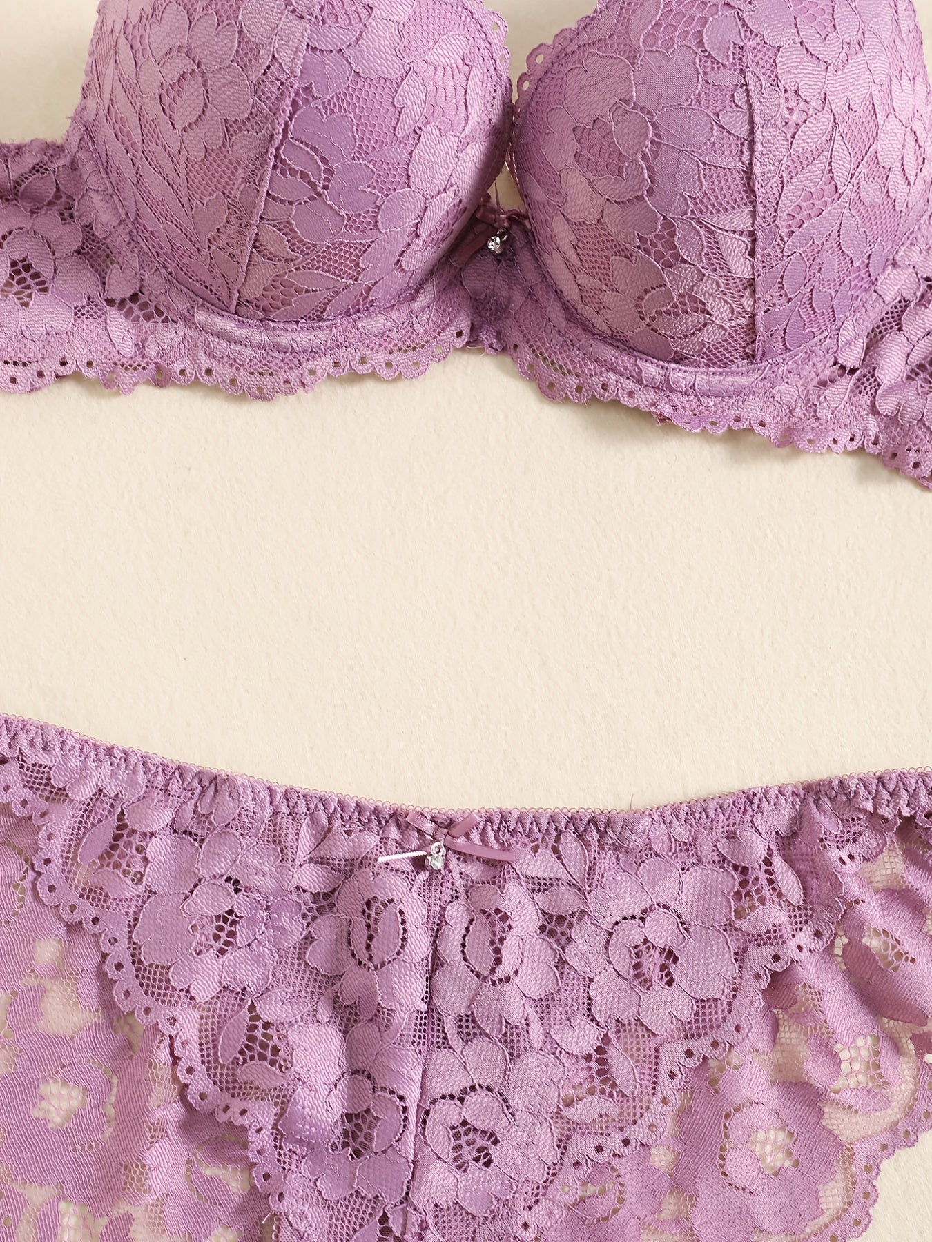 Romantic Lace Embroidery Lingerie Set - Soft & Breathable Push-Up Bra with Sheer Panty - Perfect Seductive Valentines Gift for Her - Womens Comfortable Intimate Wear