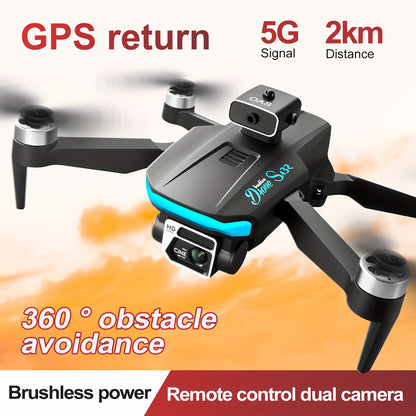 With 2 Batteries S132 GPS Remote Control Drone: Features built-in GPS, dual HD cameras, brushless motors, intelligent obstacle avoidance function, and WiFi connectivity for smartphone control. Comes with a storage bag