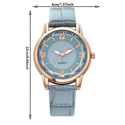 Elegant Women's Quartz Watch - Genuine Leather Strap, Water-Resistant, Versatile for All Occasions