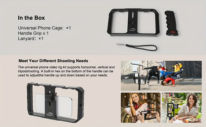 Taisioner Smartphone Video Rig Hand Girp Stabilizer Filmmaking Vlogging Case Phone Video Stabilizer  for Videomaker Film-Maker Video-grapher with Cold Shoe Mount for iPhone Samsung and More
