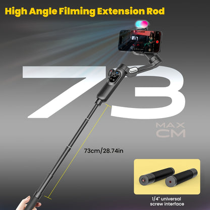 Smart X Pro Combo1 Gimbal Stabilizer - 3-Axis Professional Smartphone Stabilizer with RGB Fill Light, Extension Rod, OLED Display, Wireless Charging for iPhone 15/14/13 Pro Max, Galaxy S22, and More - Perfect for Smooth Video
