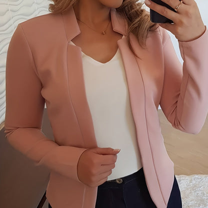 Women's Elegant Solid Color Long Sleeve Cardigan Jacket - Open Front H-Silhouette Design, Machine Washable All-Season Versatile Sweater for Casual & Formal Wear, Cardigan Sweater, Durable Knitwear