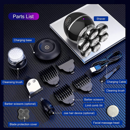[Electric Head Shaver] 5-in-1 7D Electric Head Shavers for Bald Men, Cordless and Rechargeable, Modern Design Electric Men's Grooming Kit