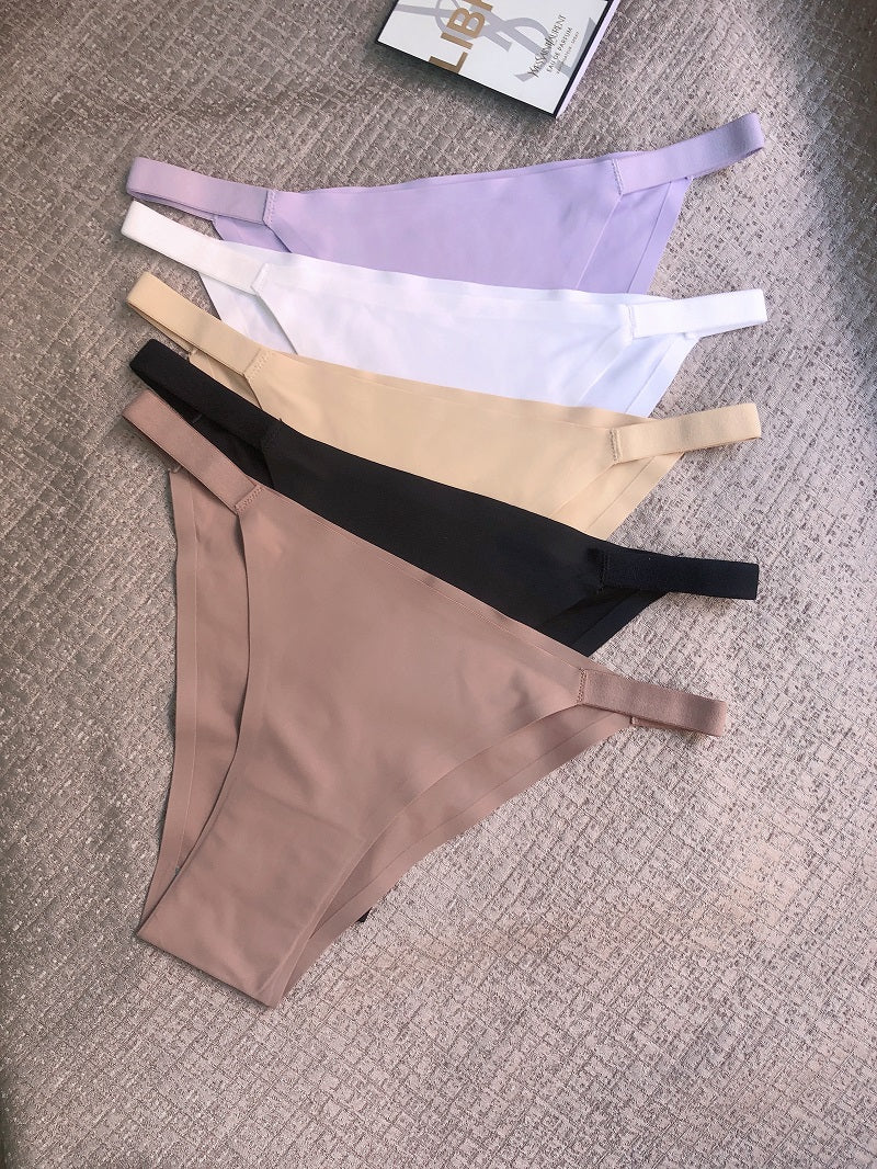 5 Pcs Seamless Women's Bikini Panties - Comfortable, Soft, Breathable, Low-Rise, Stretchy for Casual to Yoga Fitness Wear