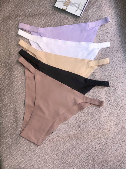 5 Pcs Seamless Women's Bikini Panties - Comfortable, Soft, Breathable, Low-Rise, Stretchy for Casual to Yoga Fitness Wear