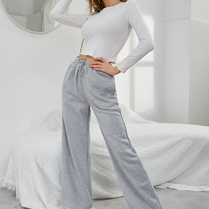Women'S Cozy Gray Sweatpants with Elastic Waistband & Drawstring - Loose Fit, Long Length, Pockets, Casual Lounge Pants for Fall/Winter, Comfortable Clothing | Relaxed Fit Pants | Elastic Waistband Pants