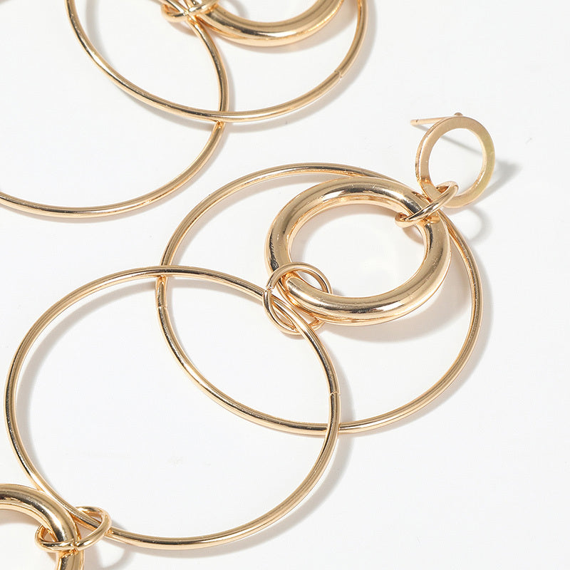 Big Hoop Earrings Personality Temperament Long Geometric Round Earrings For Women & Girls