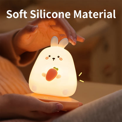 1piece Cute Piggy Tiger Rabbit Panda Shape Usb Silicone Children Sleep Night Light Rechargeable Bedroom Bedside Atmosphere Light Gift for Student Boys and Girls